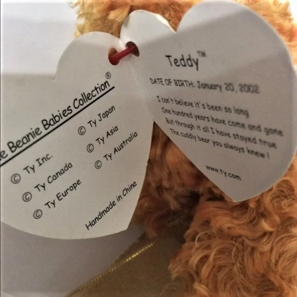 VINTAGE 2002 TEDDY 100TH ANN W/ MEDALLION TY BEANIE BABY 24 YEARS!